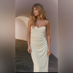 BNWOT Zara Strapless Cream Dress size L